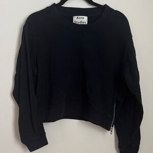 ACNE STUDIOS BIRD Z FLEECE SIDE ZIP SWEATSHIRT CROPPED